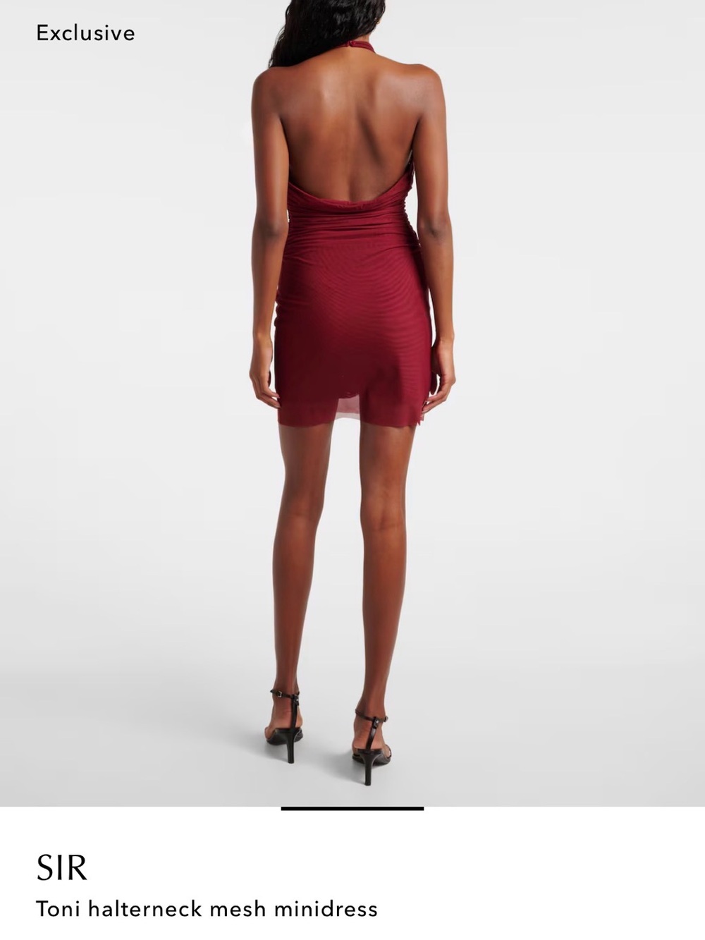 SIR the label Halterneck Mesh Mini Dress in Deep Wine - Picture 3 of 3